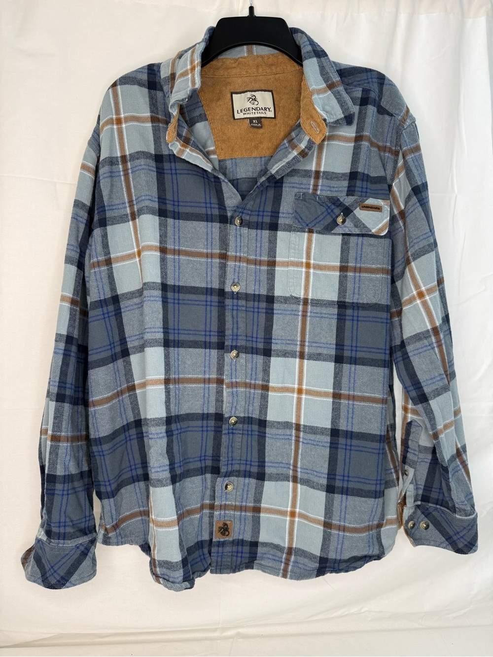Legendary Whitetails Tan Corduroy Collar Plaid Flannel